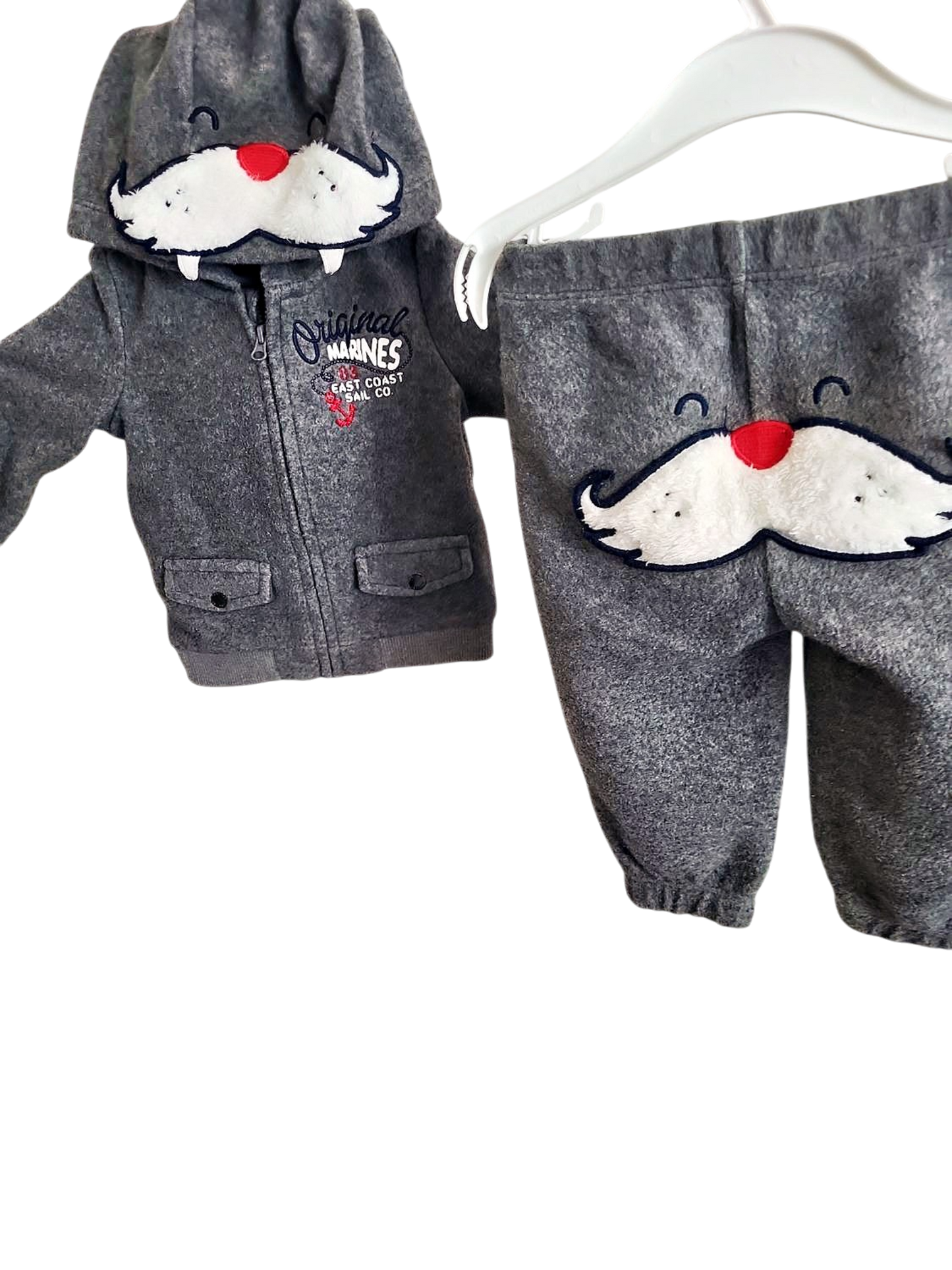 Original Marines Baby Fleece Set - Graue Jacke mit Hose, Weihnachtsdesign Gr 62 - 68