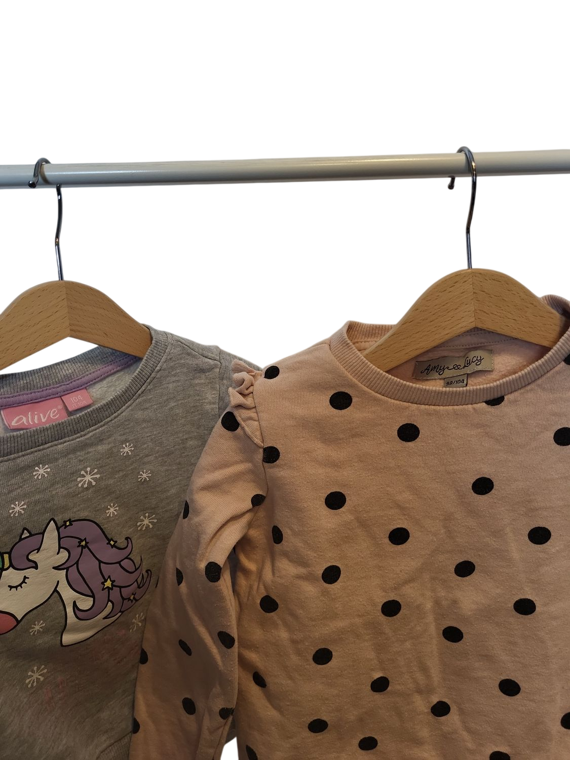 2er-Set Mädchen Sweatshirts - Einhorn-Motiv & Polka Dots Design