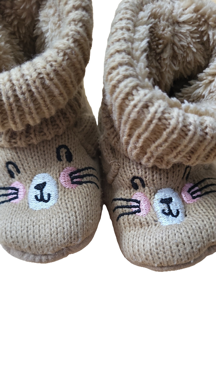 Baby Krabbelschuhe Set Grau Beige Bär Katze Kunstfell Winter