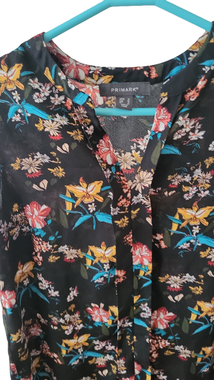 Primark Ärmellose Bluse mit Blumenmuster Office Freizeitbluse – Größe 36