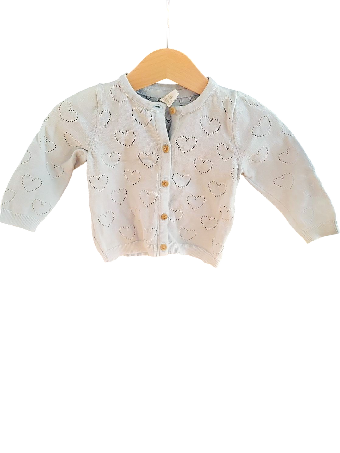 H&M Baby Strickjacke mit Herzchen-Muster für Mädchen, Größe 68