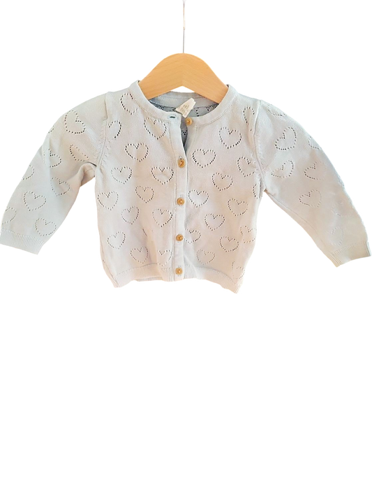H&M Baby Strickjacke mit Herzchen-Muster für Mädchen, Größe 68