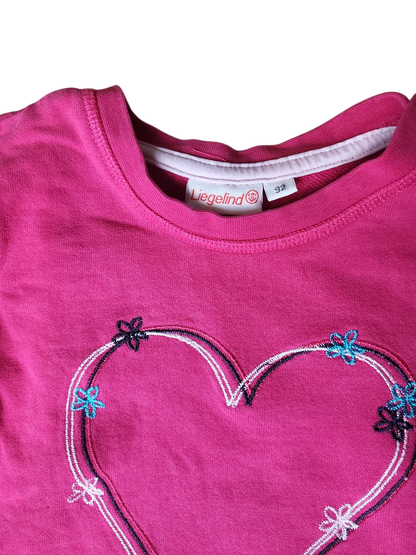 Liegelind Langarmshirt mit Herzmotiv für Mädchen, Größe 92, Pink