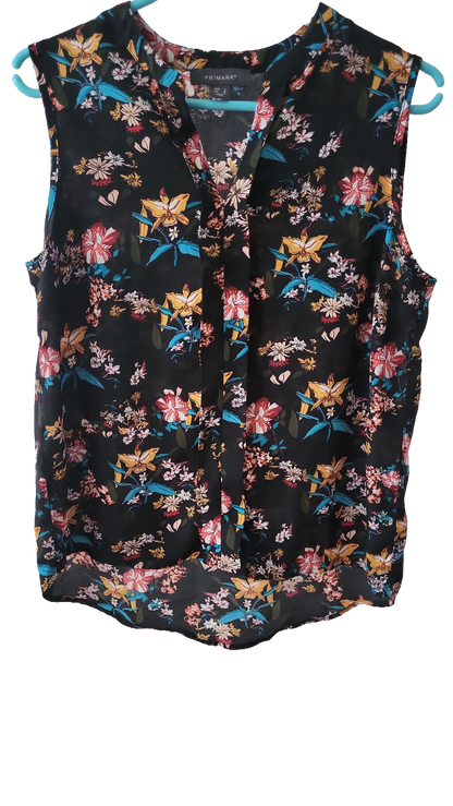 Primark Ärmellose Bluse mit Blumenmuster Office Freizeitbluse – Größe 36