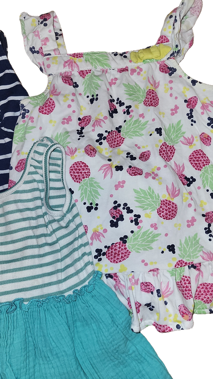  Kleider-Set 98 Multi 3er-Pack Sommerkleider Gestreift Ananas Maedchen Zara Bukips