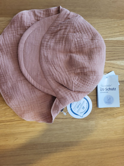 Sonnenhut Sterntaler Gr. 53 Rosa Musselin UV-Schutz UPF50