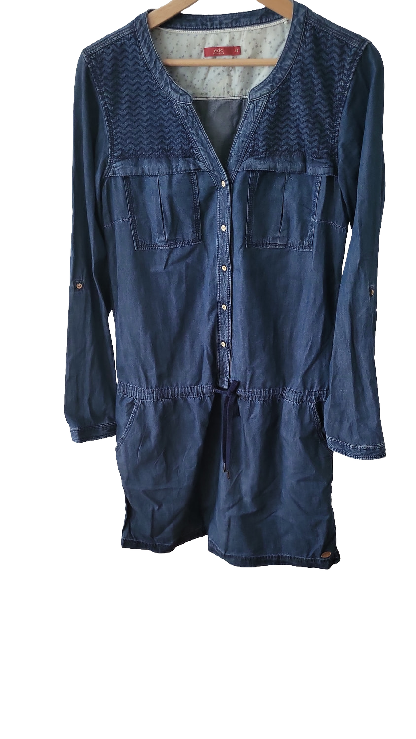 EDC by Esprit Jeanskleid mit Stickerei – Größe 38