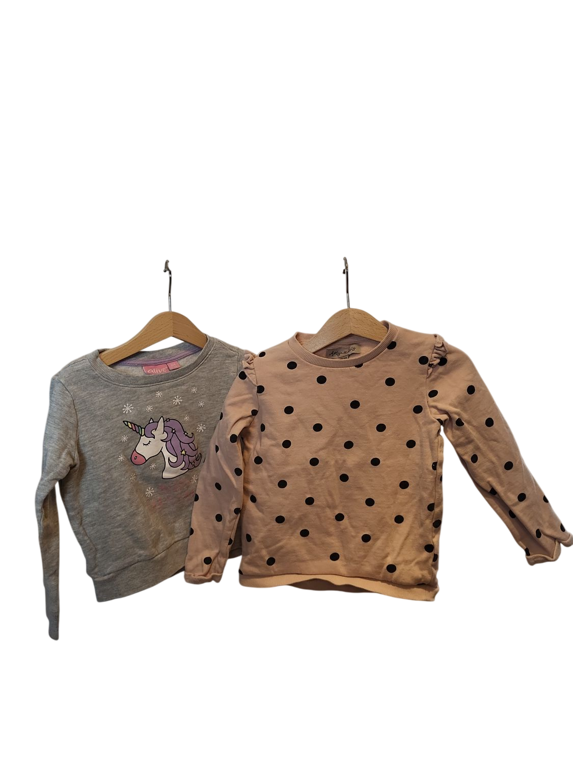 2er-Set Mädchen Sweatshirts - Einhorn-Motiv & Polka Dots Design