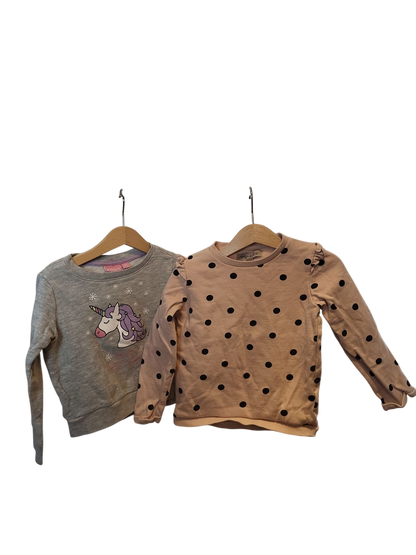 2er-Set Mädchen Sweatshirts - Einhorn-Motiv & Polka Dots Design