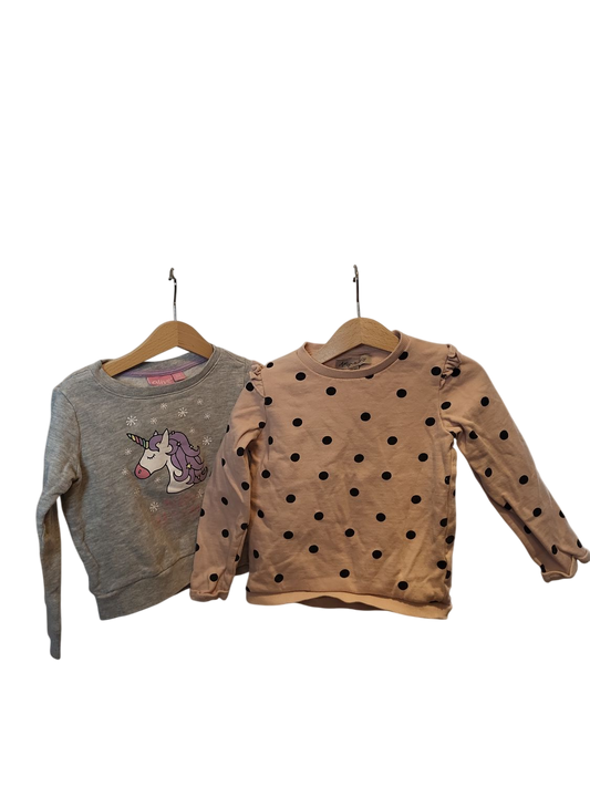 2er-Set Mädchen Sweatshirts - Einhorn-Motiv & Polka Dots Design