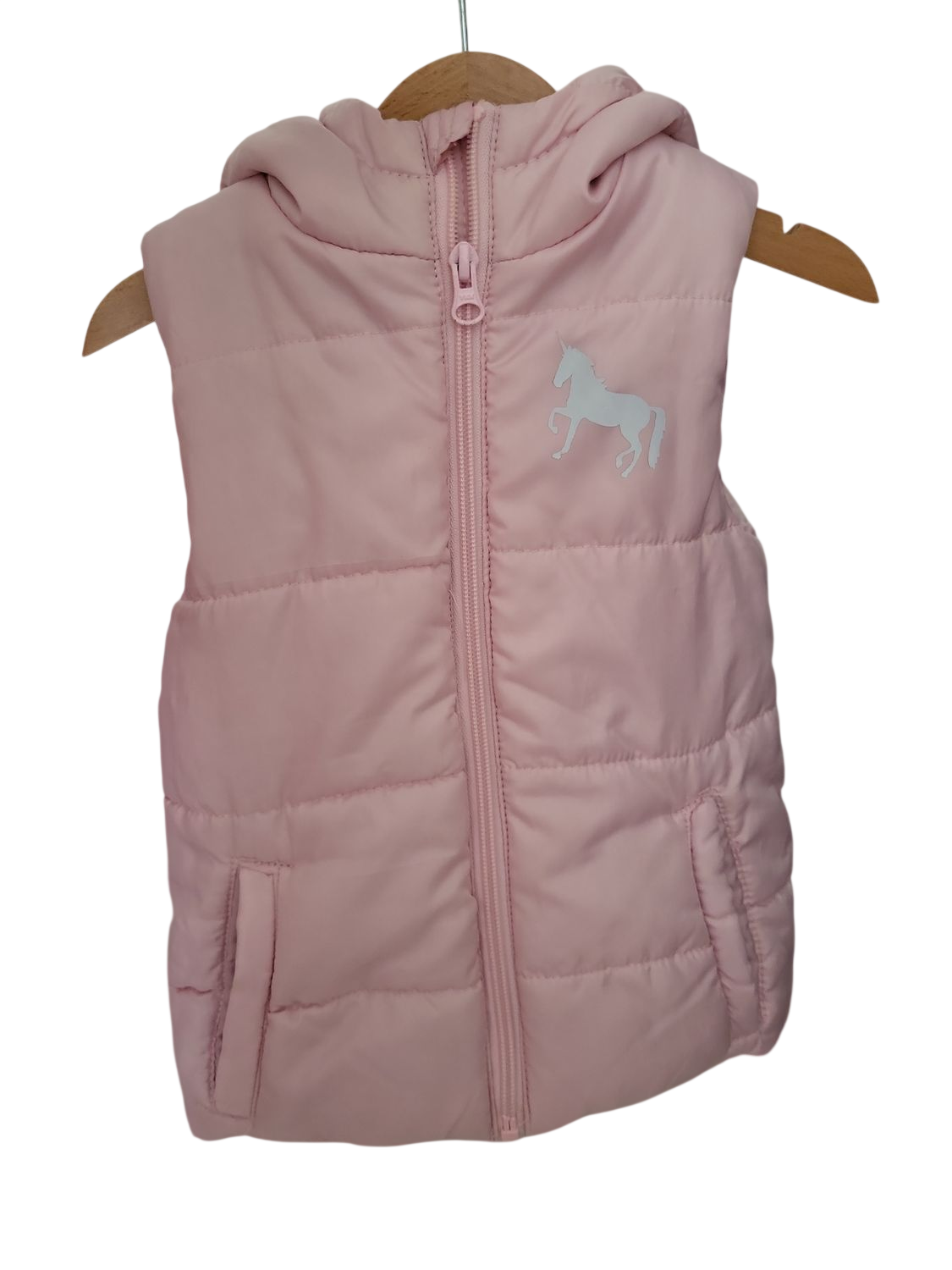Rosa Steppweste mit Einhorn-Motiv