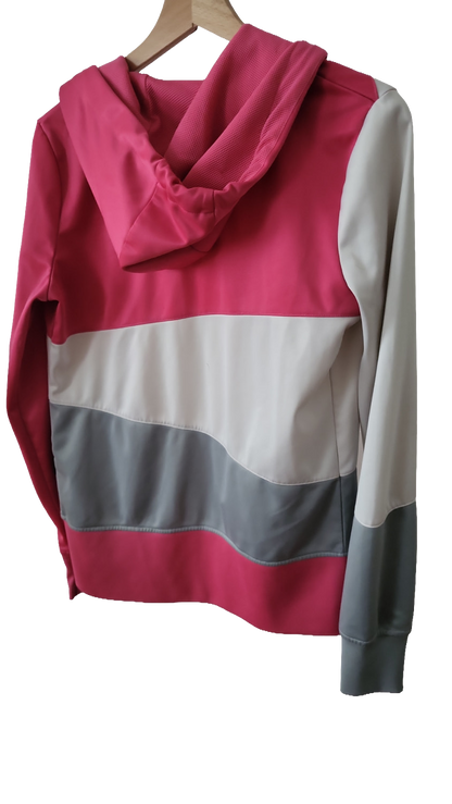 Damen Sport-Kapuzenjacke Colorblock Pink/Grau/Weiß – Größe XL