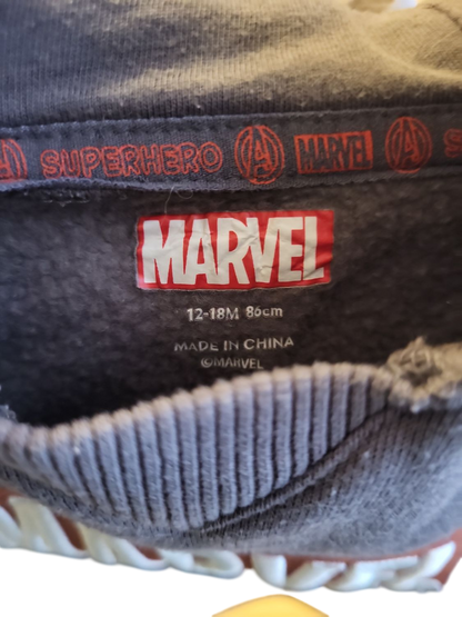 Marvel Superhelden Kapuzenpullover für Kleinkinder - Grau, Größe 12-18M/80cm