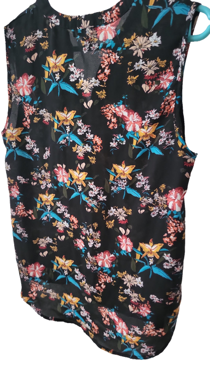 Primark Ärmellose Bluse mit Blumenmuster Office Freizeitbluse – Größe 36