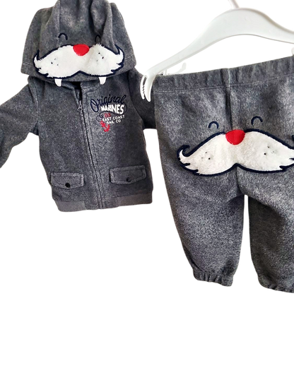 Original Marines Baby Fleece Set - Graue Jacke mit Hose, Weihnachtsdesign Gr 62 - 68