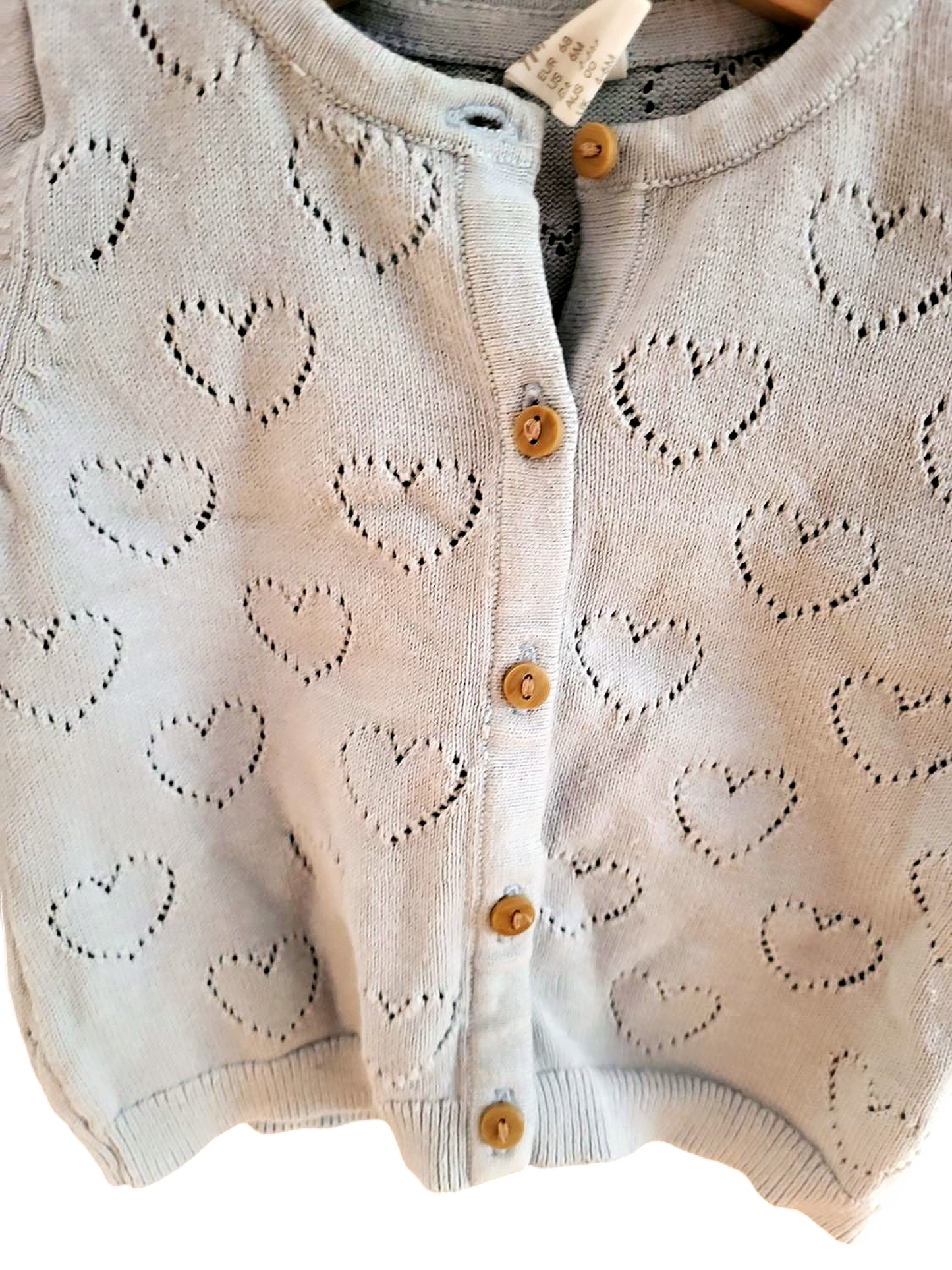 H&M Baby Strickjacke mit Herzchen-Muster für Mädchen, Größe 68