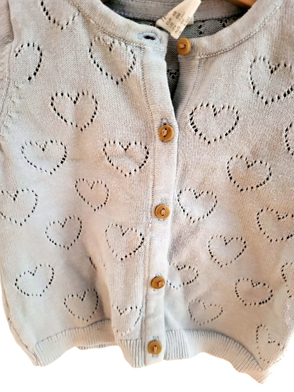 H&M Baby Strickjacke mit Herzchen-Muster für Mädchen, Größe 68