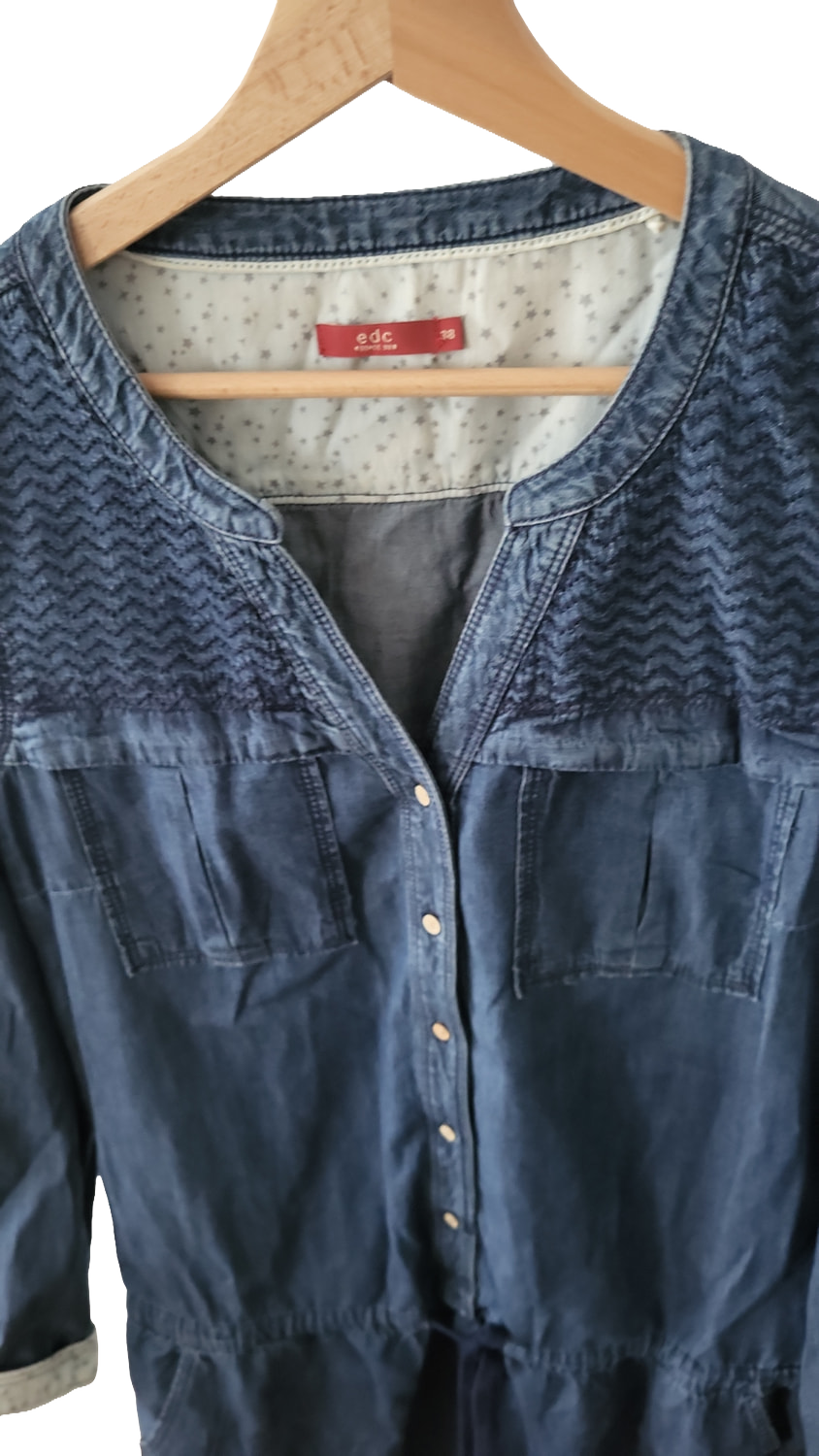 EDC by Esprit Jeanskleid mit Stickerei – Größe 38