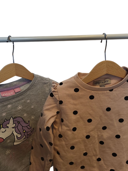 2er-Set Mädchen Sweatshirts - Einhorn-Motiv & Polka Dots Design