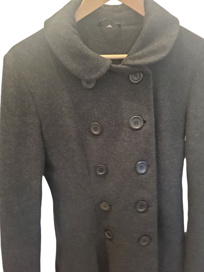 Schwarzer Damen-Mantel mit Rollkragen - Größe 10