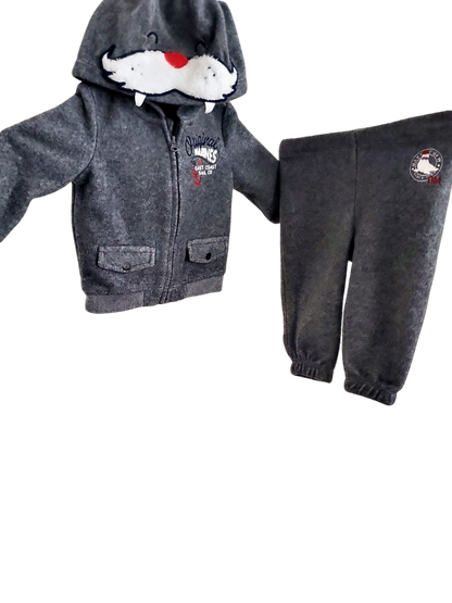 Original Marines Baby Fleece Set - Graue Jacke mit Hose, Weihnachtsdesign Gr 62 - 68