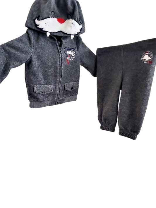 Original Marines Baby Fleece Set - Graue Jacke mit Hose, Weihnachtsdesign Gr 62 - 68