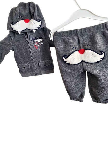 Original Marines Baby Fleece Set - Graue Jacke mit Hose, Weihnachtsdesign Gr 62 - 68