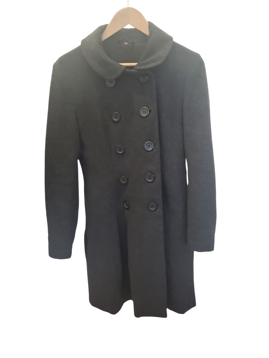 Schwarzer Damen-Mantel mit Rollkragen - Größe 10