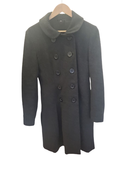 Schwarzer Damen-Mantel mit Rollkragen - Größe 10