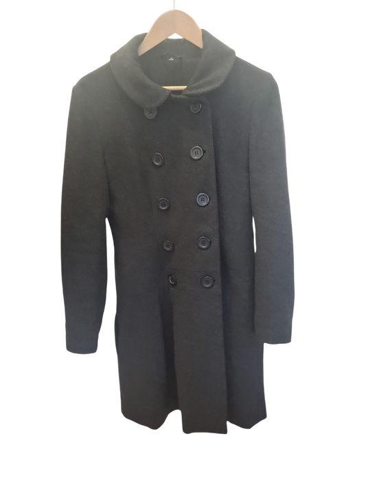 Schwarzer Damen-Mantel mit Rollkragen - Größe 10
