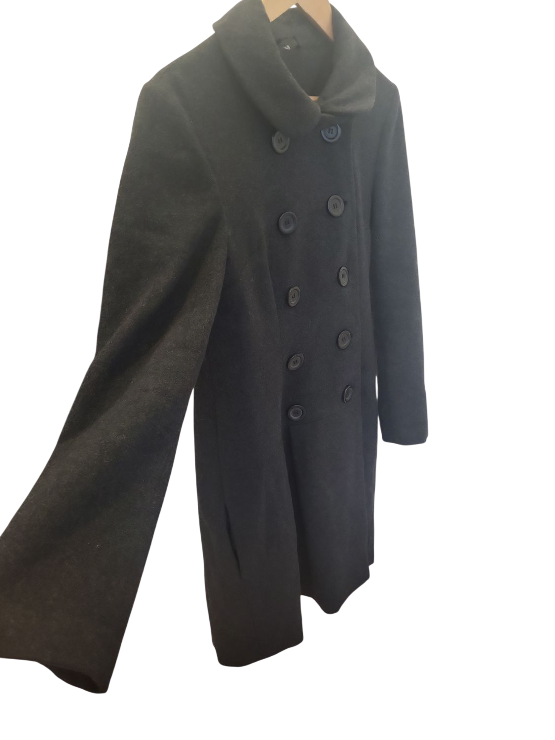 Schwarzer Damen-Mantel mit Rollkragen - Größe 10