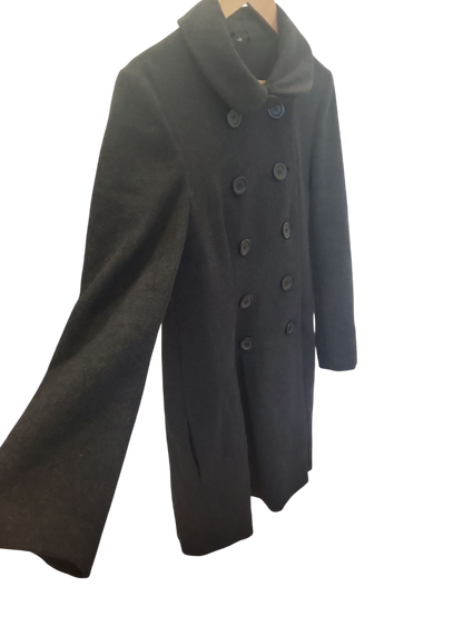 Schwarzer Damen-Mantel mit Rollkragen - Größe 10