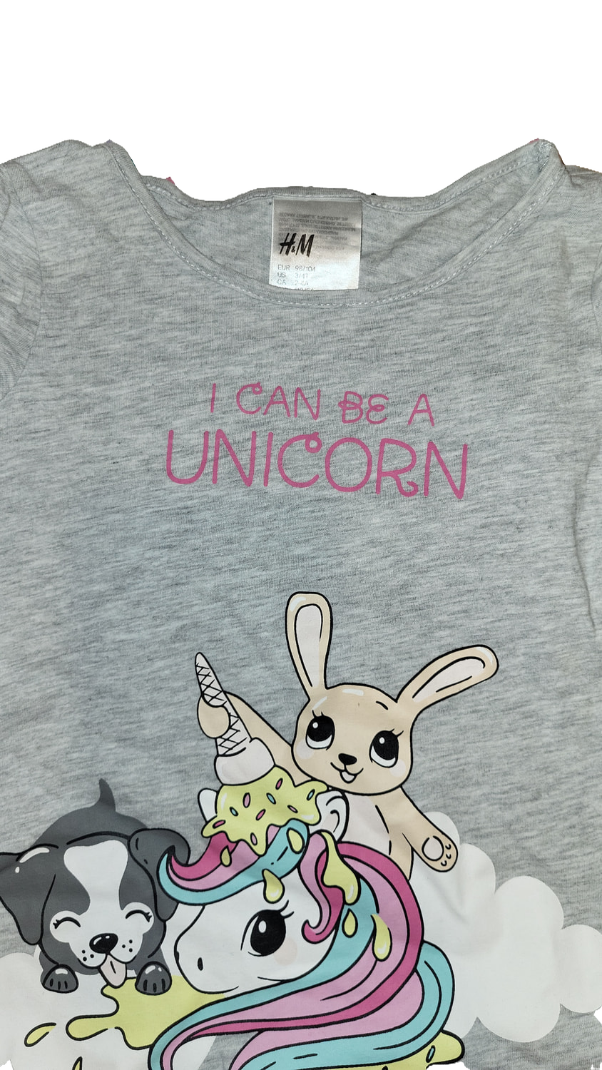 H&M Set 98 104 Multi Kinder Sommer Tops Shorts Einhorn Muster