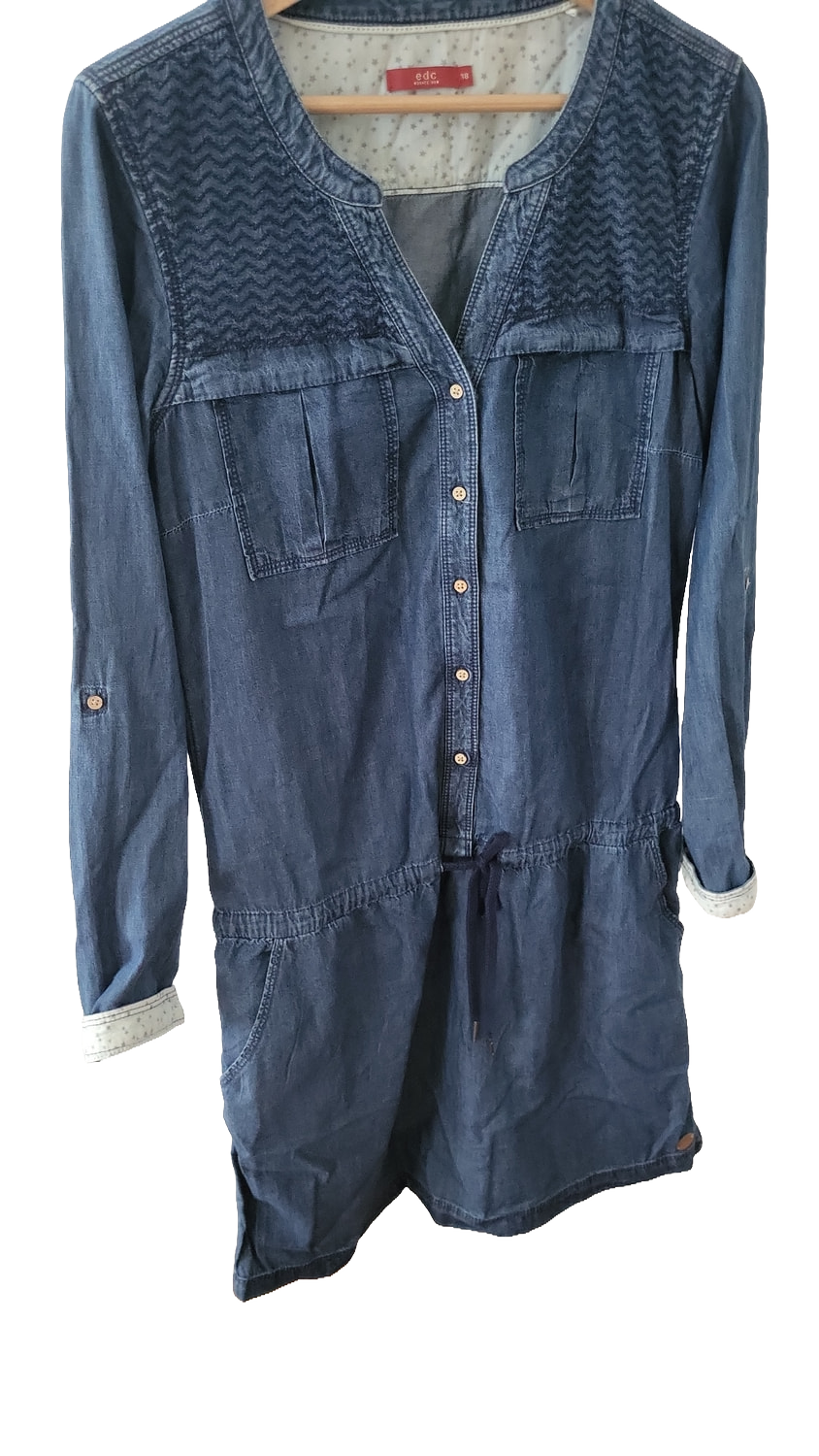 EDC by Esprit Jeanskleid mit Stickerei – Größe 38