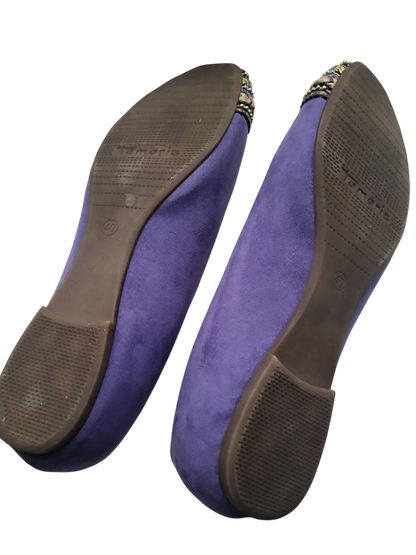 Tamaris Wildleder Ballerinas mit verzierter Vorderkappe - Lila - Größe 40