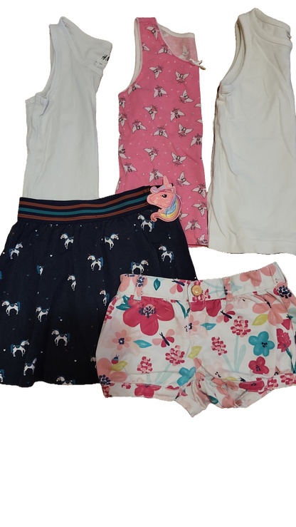  Set 92-104 Multi Rock Einhorn Shorts Blumen Tops H&M Mädchen