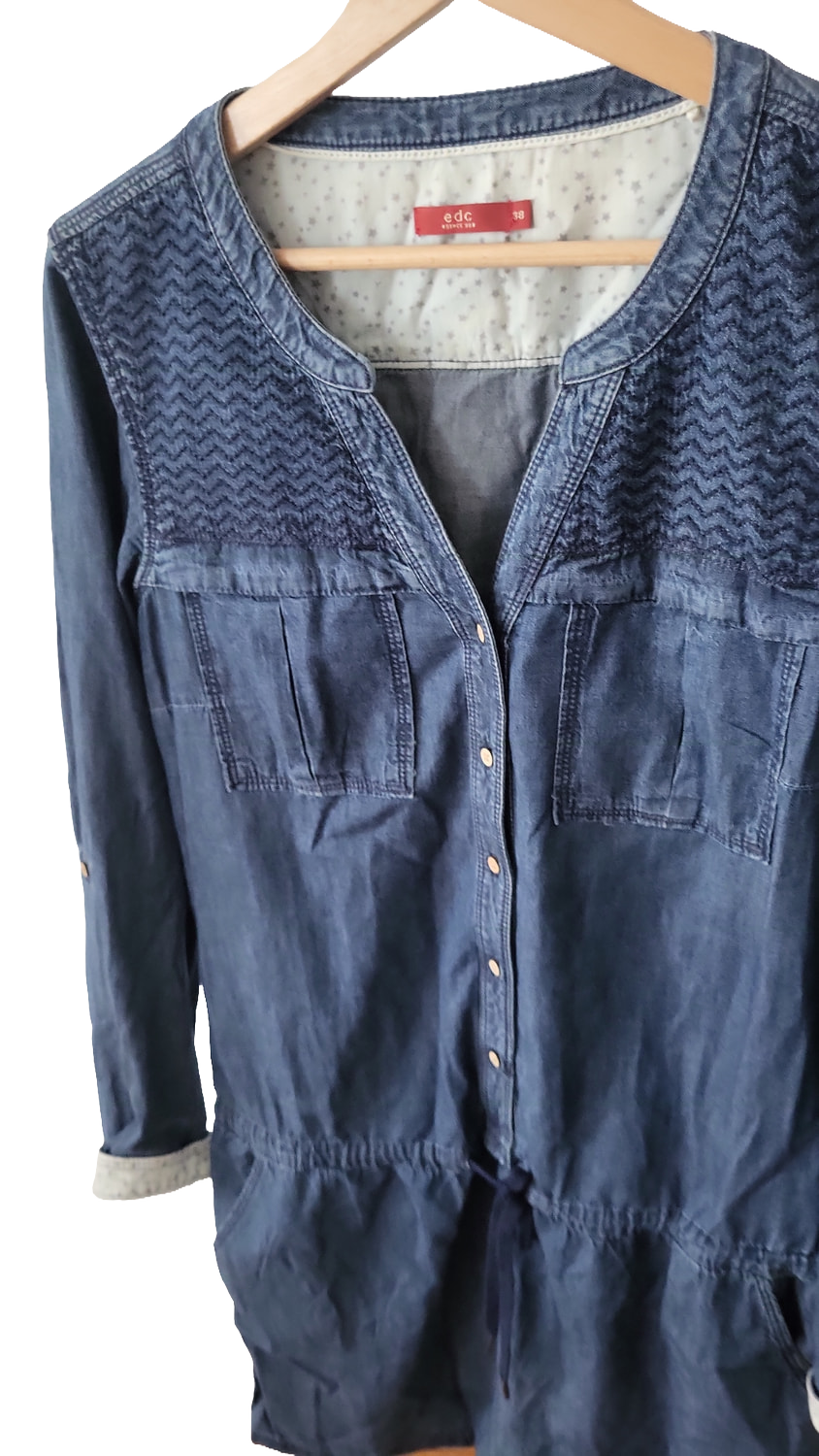 EDC by Esprit Jeanskleid mit Stickerei – Größe 38