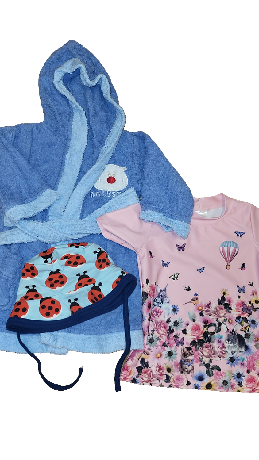 H&M UV-Shirt 98/104 Pink Bademantel Blau Maxomorra Muetze Set