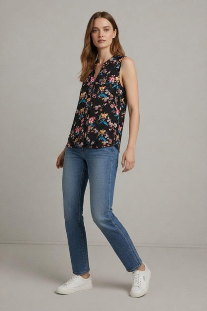 Primark Ärmellose Bluse mit Blumenmuster Office Freizeitbluse – Größe 36