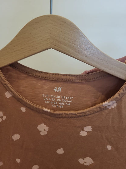 H&M Kleider Set 122/128 - Braun mit Punkten & Rosa