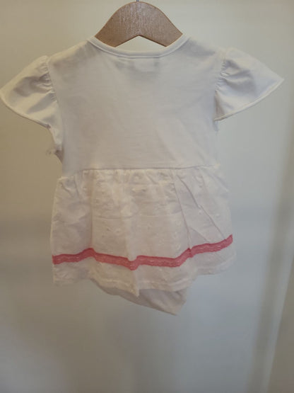 Isar-Trachten Baby Strampler Weiß mit rosa Details Größe 80