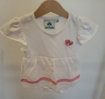 Isar-Trachten Baby Strampler Weiß mit rosa Details Größe 80