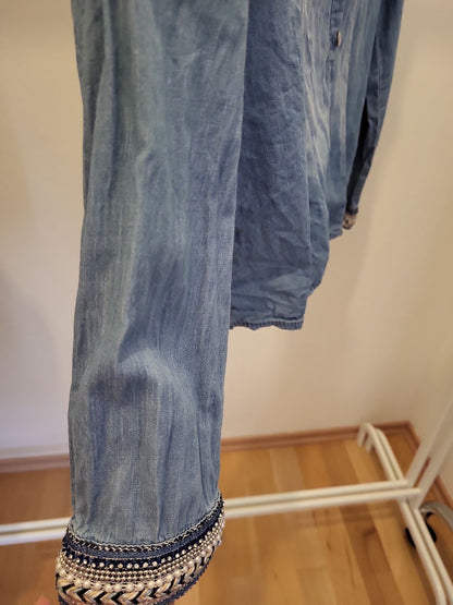 Zac & Zoe Jeansbluse Jeanshemd mit Glitzer Verzierung - Größe L40