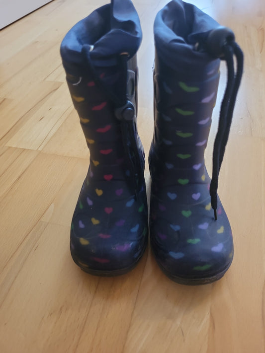 Gummistiefel Kinder Herzmuster LED-Sohle Regenstiefel bunt 25/26