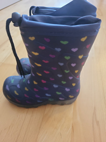 Gummistiefel Kinder Herzmuster LED-Sohle Regenstiefel bunt 25/26