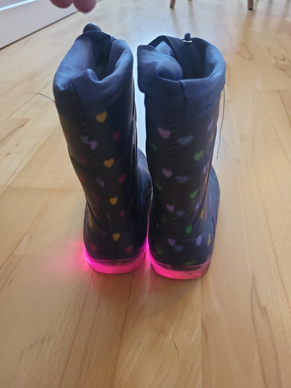 Gummistiefel Kinder Herzmuster LED-Sohle Regenstiefel bunt 25/26