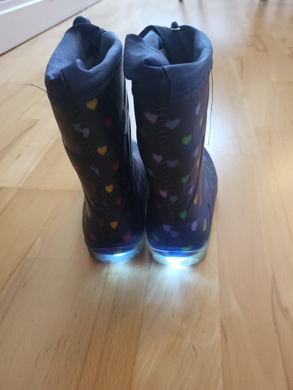 Gummistiefel Kinder Herzmuster LED-Sohle Regenstiefel bunt 25/26