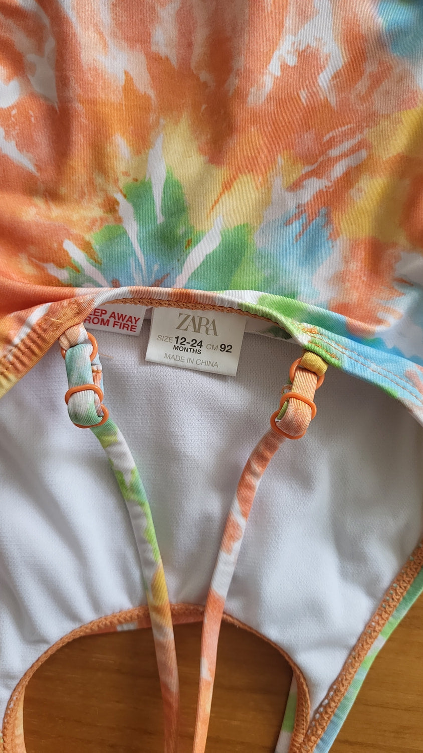 Badeanzug Einteiler Multi Batik Tie-Dye 86/92 Crossback Sommer