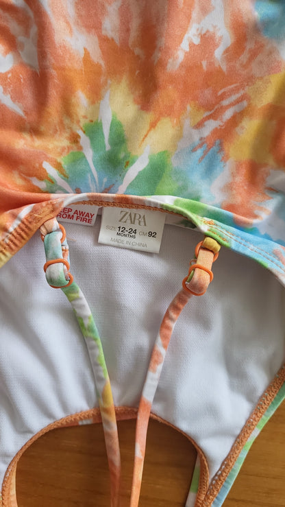 Badeanzug Einteiler Multi Batik Tie-Dye 86/92 Crossback Sommer