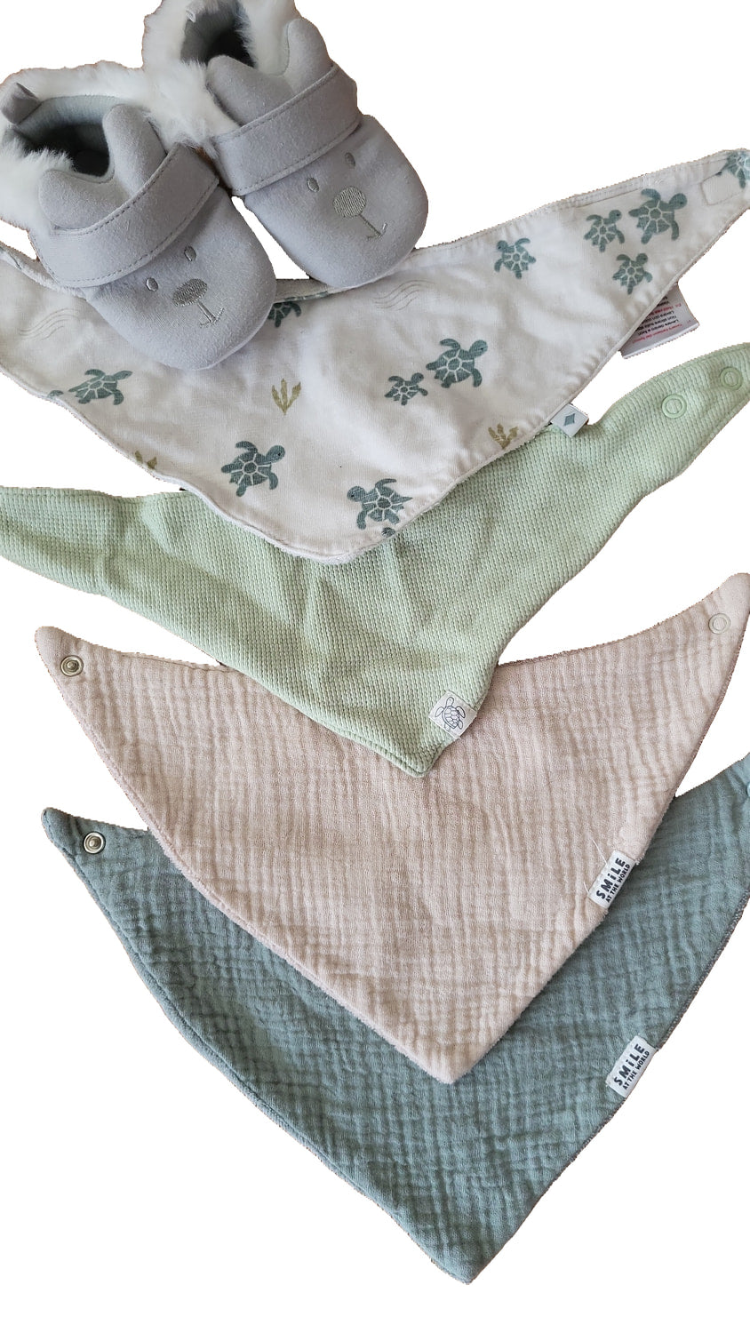 Smile at the World Baby Set Lätzchen Grün Beige 